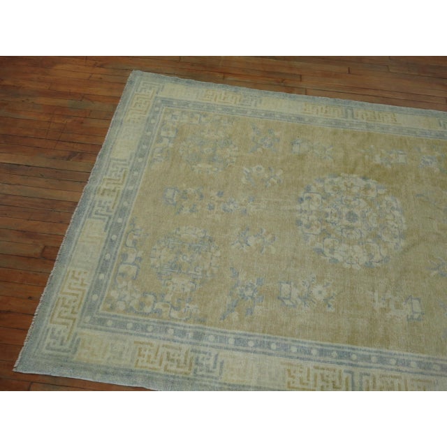 Early 20th Century Champagne Mustard Soft Blue Chinese Rug For Sale - Image 17 of 18