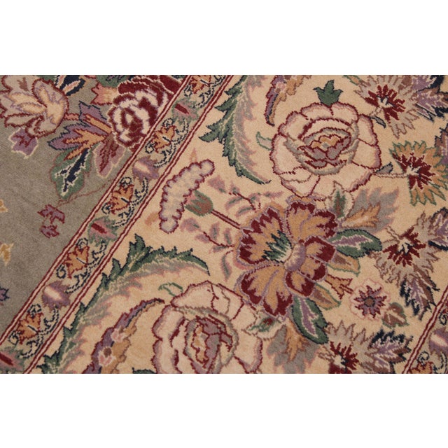 Floral 1990's Pak-Persian Green/Tan Wool Rug - 9'1'' X 12'5'' For Sale In New York - Image 6 of 9