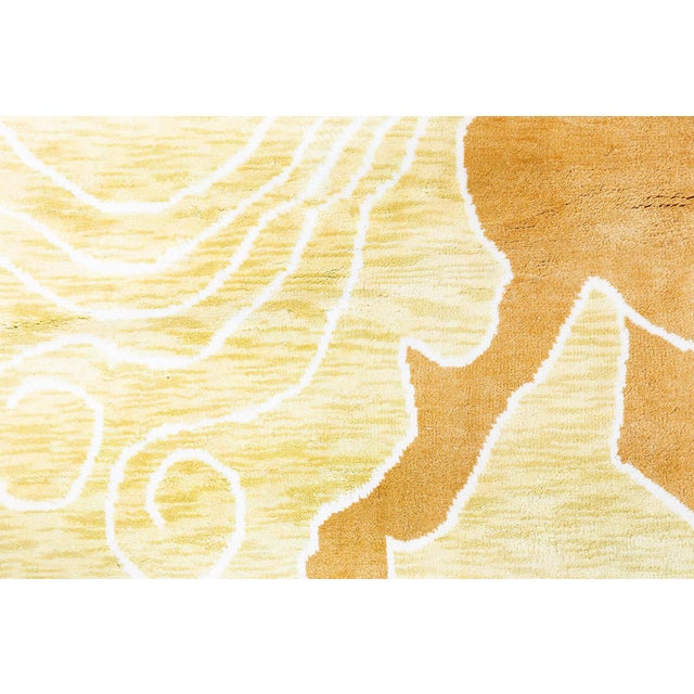 Textile "Mythical" Modern Animal Solid Beige Cotton Rug Designed By Jean Lurçat For Sale - Image 7 of 10