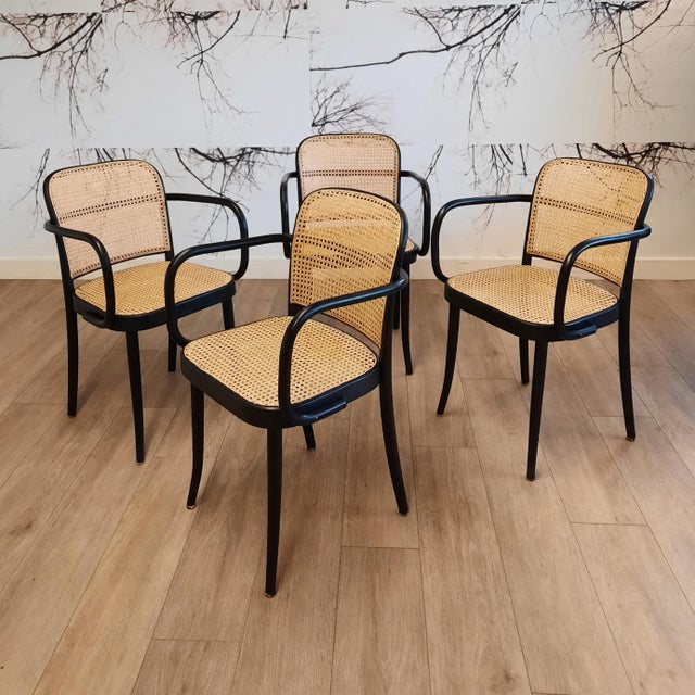 1970s No. 811 Prague Chairs by Josef Hoffmann for Ligna, 1970s, Set of 4 For Sale - Image 5 of 18