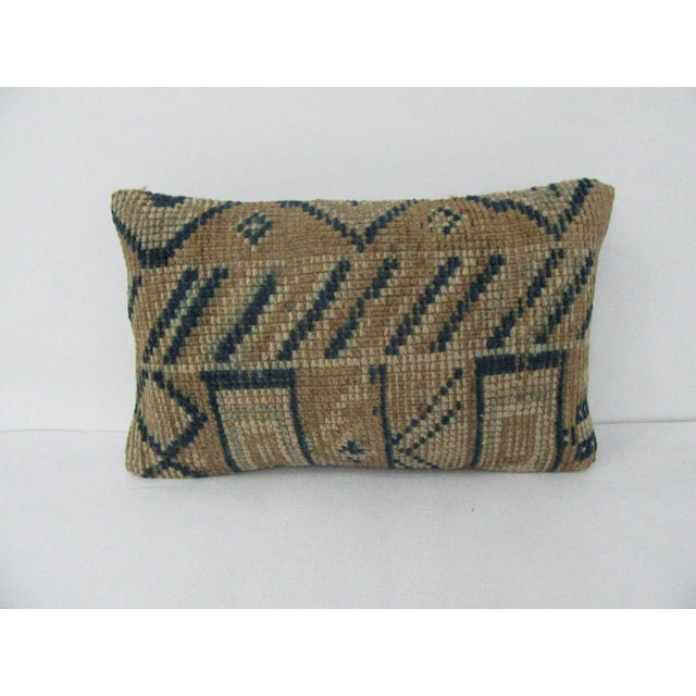 Navy Blue & Brown Decorative Pillow For Sale - Image 4 of 4