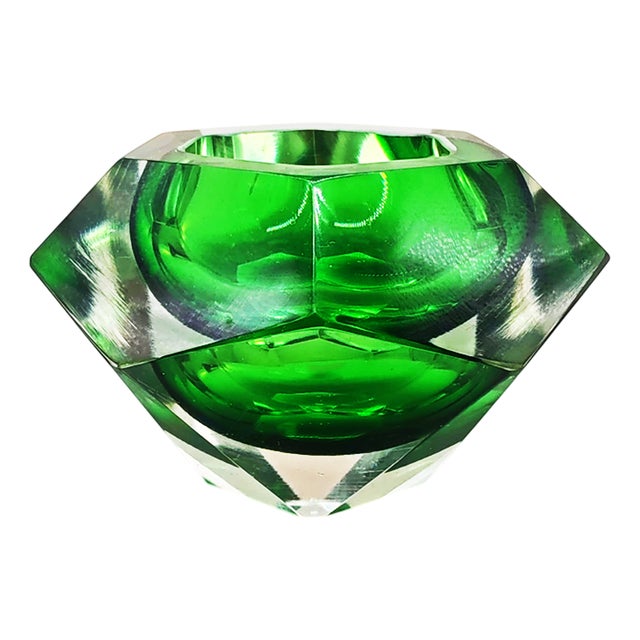 Green Ashtray in Murano Glass attributed to Flavio Poli for Seguso, Italy, 1960s For Sale