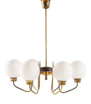 Mid-Century Modern Brass and Glass Chandelier, Italy, 1960s