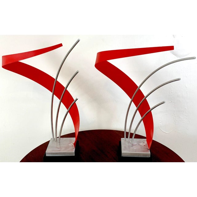 1980s French Modern Enameled Metal Abstract Sculpture For Sale - Image 5 of 11