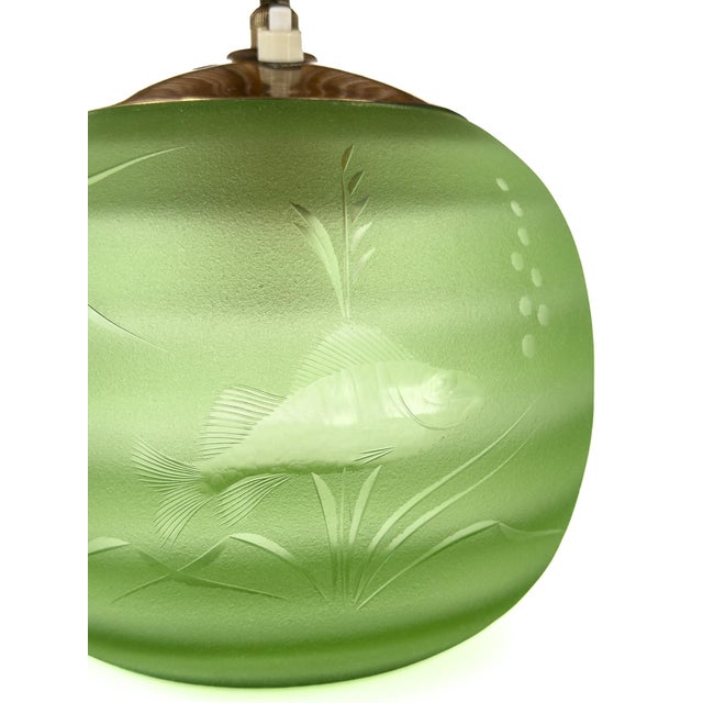 Table Lamp in Frosted Glass, Sea-Grass Shade and Brass by Edward Hald for Orrefors, Sweden, 1940s For Sale - Image 4 of 14