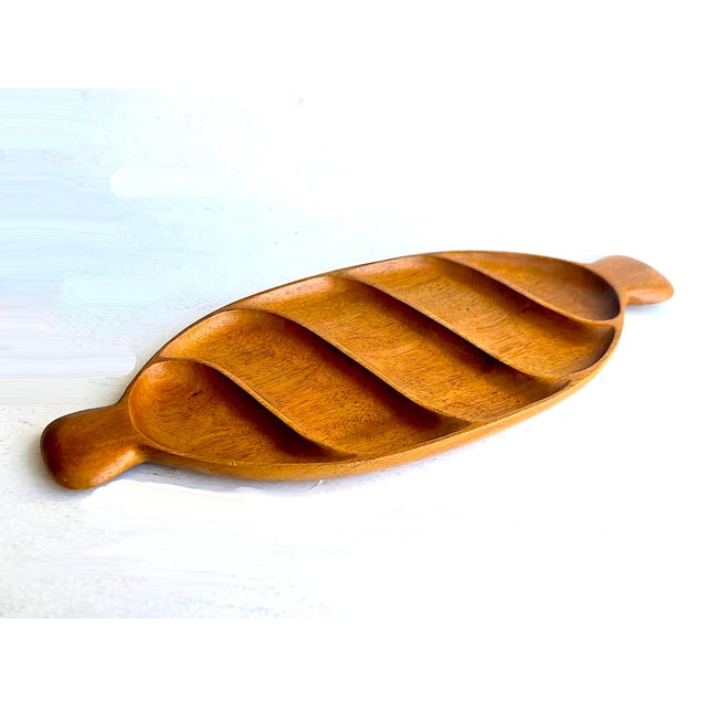 1960s Taverneau Wood Partitioned Tray/Platter Designed by Arthur Umanoff for Pantalcraft For Sale - Image 9 of 15