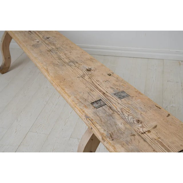 Brown Antique Swedish Folk Art Bench For Sale - Image 8 of 10