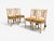 Traditional Regency, Four Dining Chairs, Painted Wood, Straw, Fabric, Usa, 1940s For Sale - Image 3 of 15