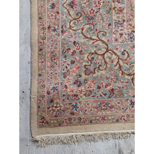 Vintage Persian Style Ivory, Dusty Rose & Powder Blue Floral Palace Rug, Circa Mid-20th Century – 15’11” X 11’4” For Sale - Image 9 of 9