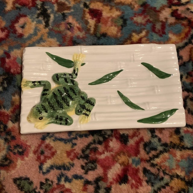 Italian Majolica Vietri Frog and Faux Bois Plate For Sale - Image 13 of 13