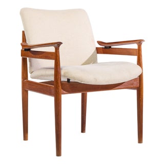Finn Juhl Model 192 Mid Century Danish Teak Occasional Chair For Sale