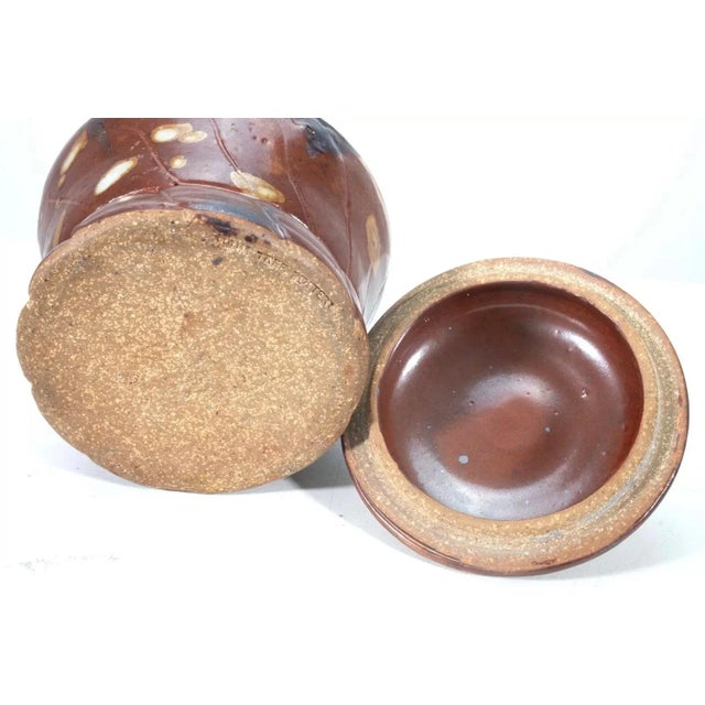 John Glick Ceramic Stoneware Sugar and Creamer Holder Stamped Plum Tree Pottery - Set of 2 For Sale - Image 4 of 12