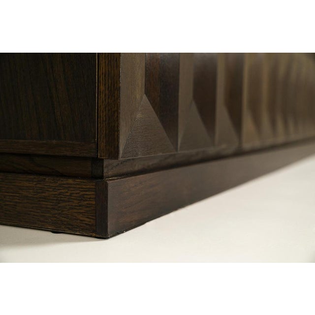 Brutalist Sideboard in Dark Stained Oak from Defour, Belgium, 1970s For Sale - Image 10 of 11