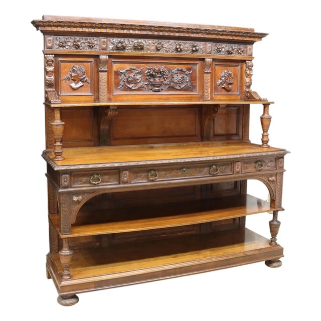 Early 1900s Antique Large Renaissance Revival Well-Carved, Sideboard!! For Sale
