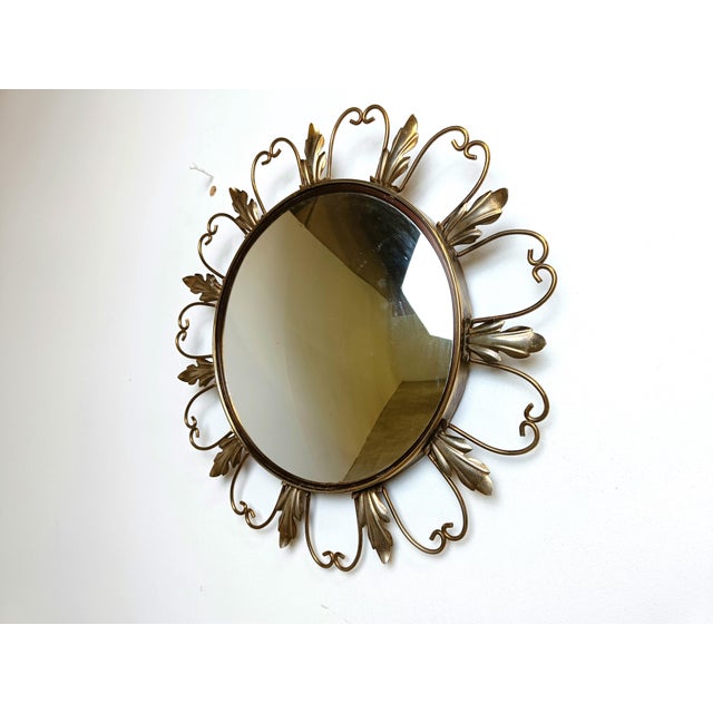 Vintage Brass Sunburst Mirror, 1960s For Sale - Image 6 of 10