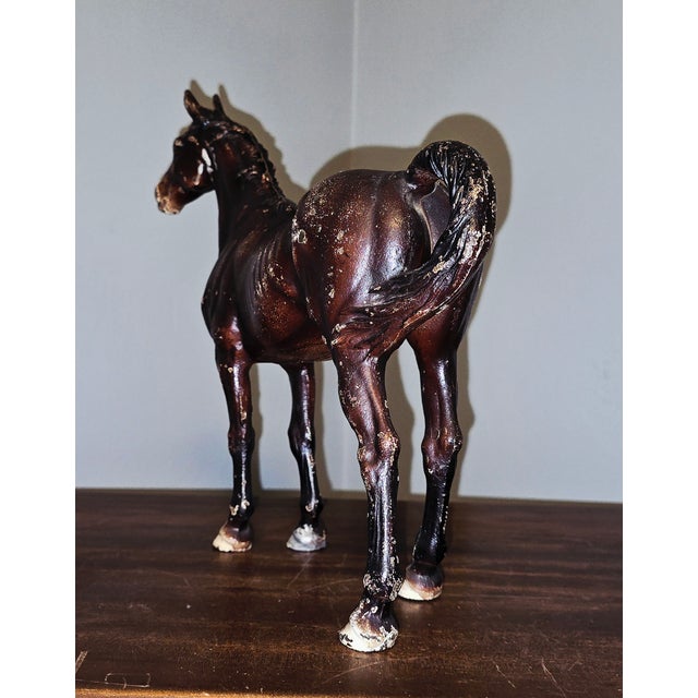 Hubley Manufacturing Company Hubely Style Vintage Cast Iron Horse — Mid‑Century Americana With Original Patina For Sale - Image 4 of 12