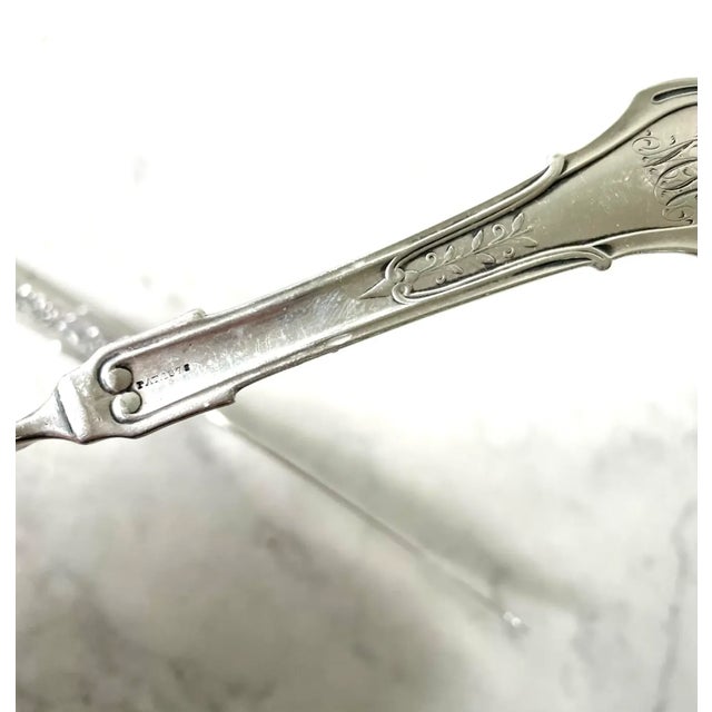 Late 19th Century Rare Antique Sterling Silver Butter Knives - 1875 Stamped/Etched For Sale - Image 4 of 9