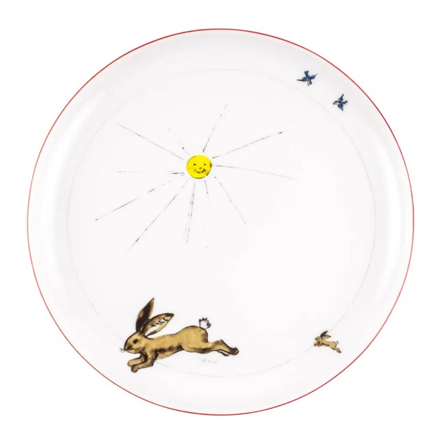 Red Porcelain Collection Plate from Litolff, 1946 For Sale