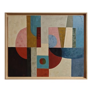 Gravitation, Contemporary Geometric Abstract Oil Painting, Framed by Sophie Dumont For Sale