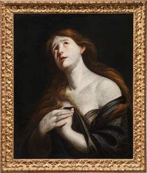 Andrea Vaccaro, Penitent Magdalene, Oil on Canvas, 17th Century, Framed