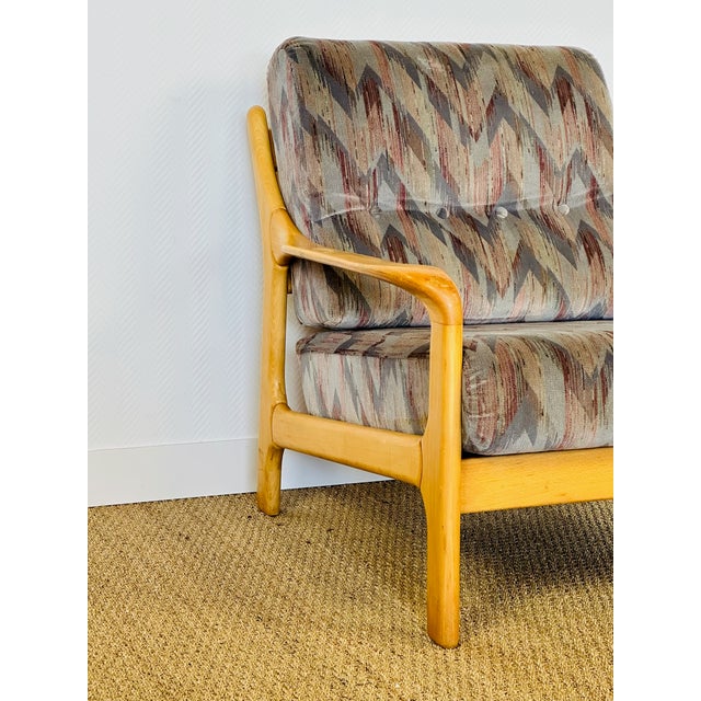 Vintage Chair in Beech and Geometric Fabric, 1970 For Sale - Image 13 of 18