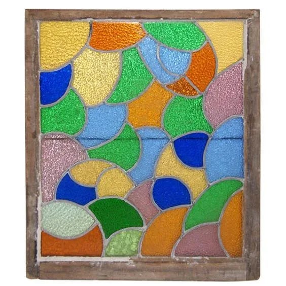 Abstract Stained Glass Window Antique For Sale - Image 3 of 4