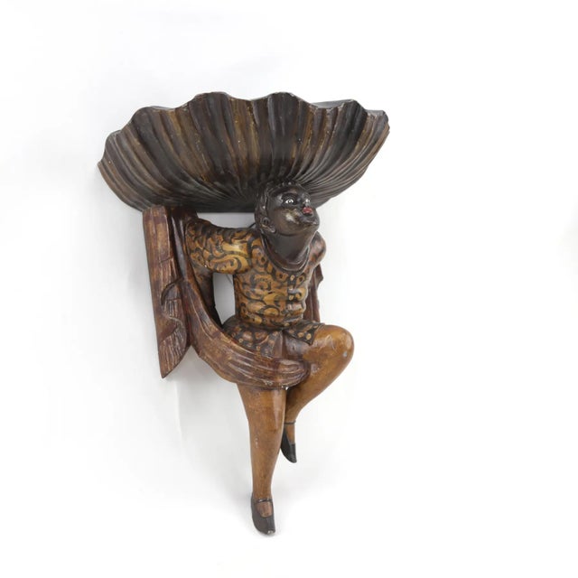 Art Deco Pair of Wooden Hand Carved Figure Wall Brackets For Sale - Image 3 of 11