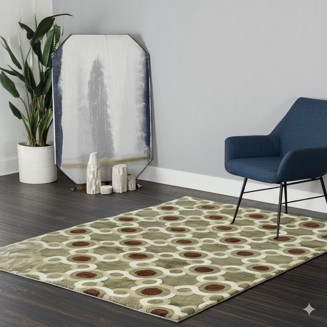 9x12 Talia Artistic Green Geometric Contemporary Chinese Hand Knotted Wool Rug For Sale - Image 4 of 7