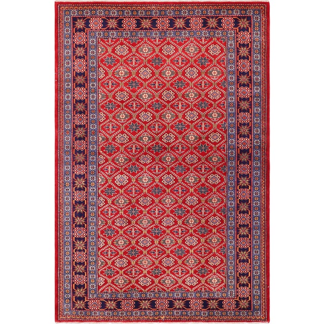 Rustic Shirwan Blue/Beige Wool Rug - 4'4''x5'11'' For Sale - Image 10 of 10