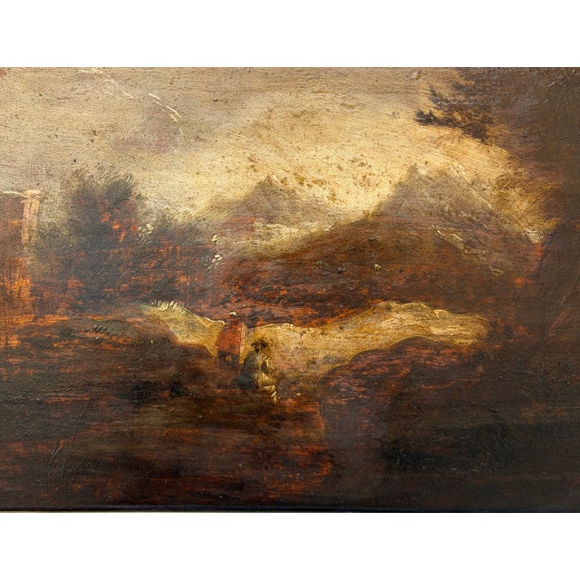 Rural Landscape with Figures, Oil on Canvas, 18th Century, in Very Good conditions. Designed before 1890