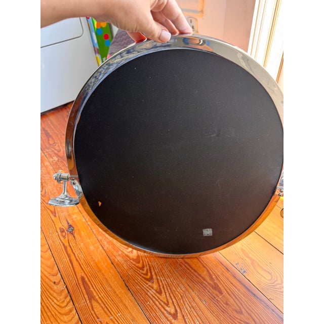 Chrome Pottery Barn Oval Chrome Wall-Mounted Pivot Mirror For Sale - Image 8 of 8