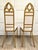 Pair of Hollywood Regency Gothic Revival Gold Dining or Accent Chairs in Ivory Bouclé For Sale - Image 4 of 9