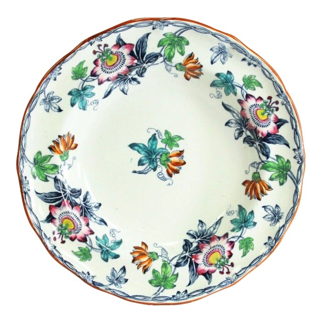 1845-1873 Minton & Co. Porcelain Passion Flowers Deep Plate For Sale
