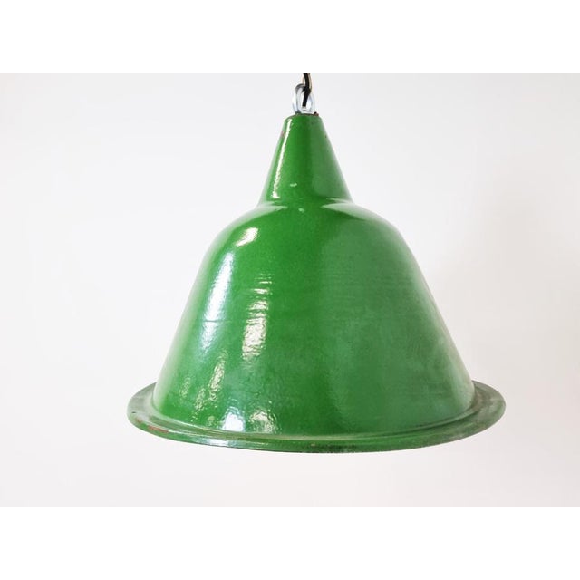 Industrial Large Vintage Industrial Green Enamel Pendant Light, 1960s For Sale - Image 3 of 9