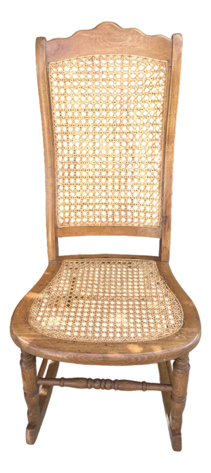 Antique Rocking Chair W/Cane Back & Seat
