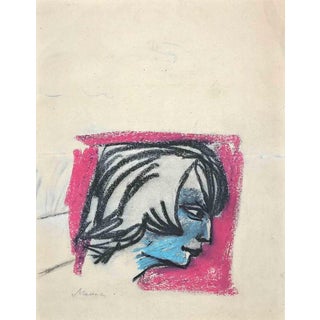 Mino Maccari, Portraits, 1960s, Pastel and Charcoal on Paper For Sale