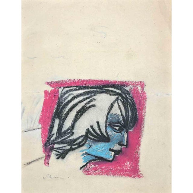Mino Maccari, Portraits, 1960s, Pastel and Charcoal on Paper For Sale