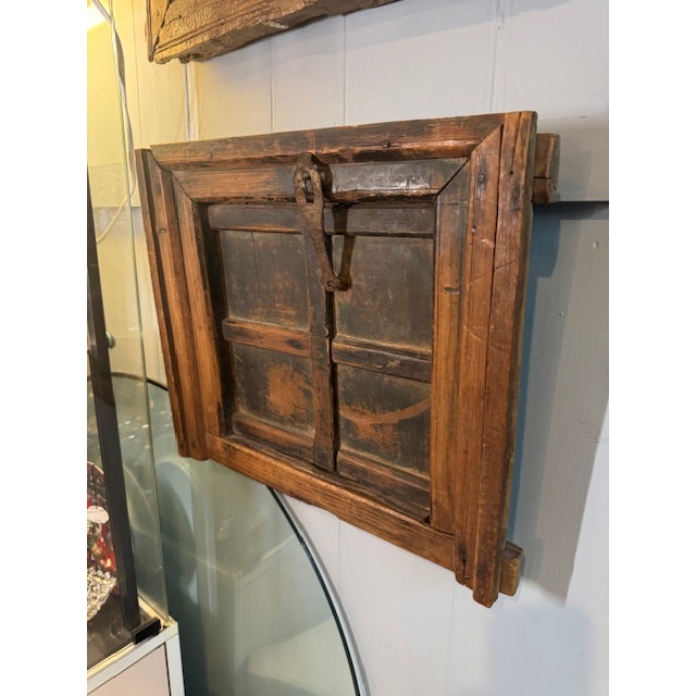 Antique Primitive Architectural Window Cover Element with Great Hardware. The door does not open currently but can be...