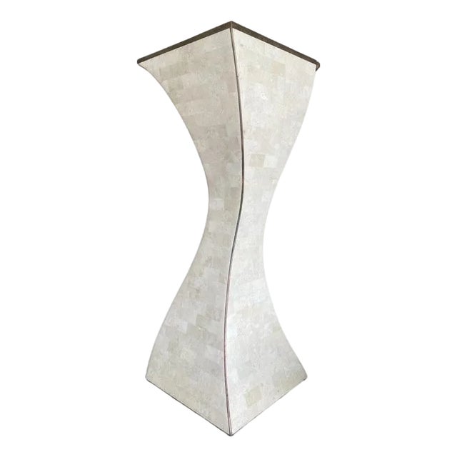 Maitland Smith Tessellated Coral + Brass Pedestal For Sale