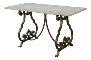 Side Table with Gilt Wrought Iron Base by Gilbert Poillerat, 1940s
