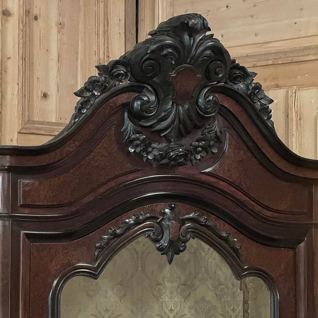 Mid 19th Century 19th Century French Napoleon III Period Burled Walnut Display Armoire ~ Bookcase For Sale - Image 5 of 18