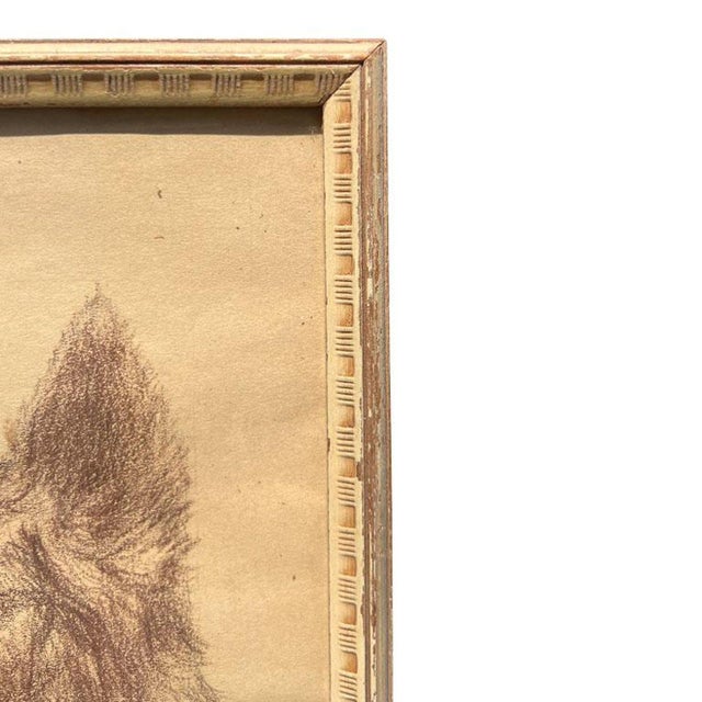 1940s Pencil Drawing of a Collie Dog on Paper and Framed in Wood Frame Signed - 1940 For Sale - Image 4 of 7