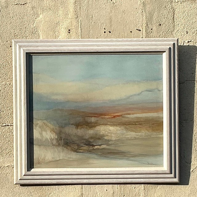 Rustic Vintage Boho Original Oil Landscape Painting on Canvas For Sale - Image 3 of 8