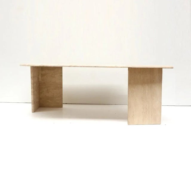 Mid-Century Modern Vintage Italian Travertine Coffee Table, 1970s For Sale - Image 3 of 7