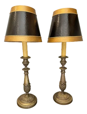 Pair of Bronze Candlesticks Adapted as Lamps, 19th Century