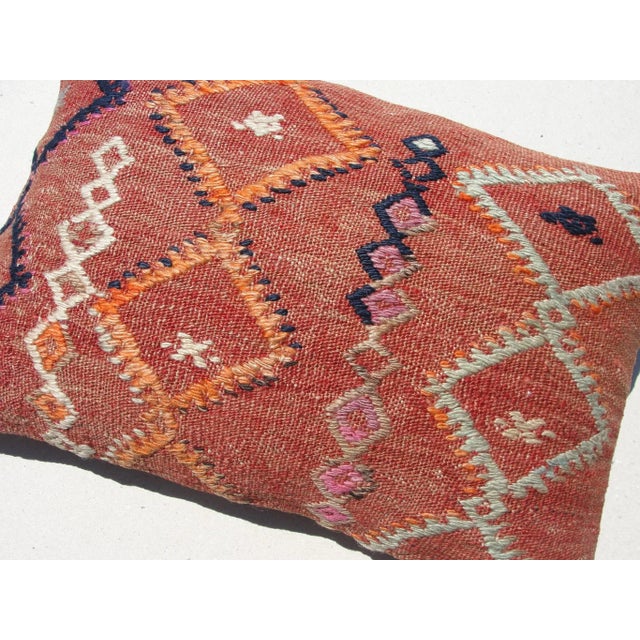Kilim Rug Pillow Made from old turkish kilims Back side cotton and has closed with a solid hidden zipper size:14" x 20" It...