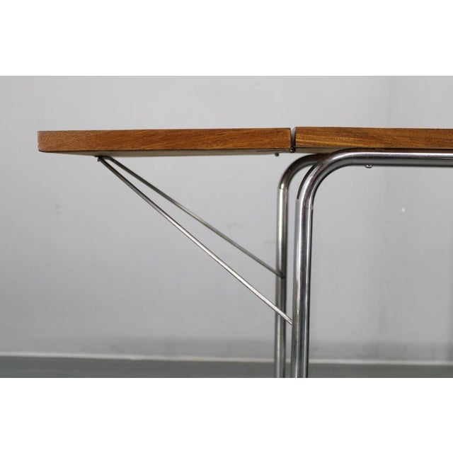 Bauhaus Children's Desk with Drop Leaf in Walnut and Chrome, 1930s For Sale - Image 6 of 17