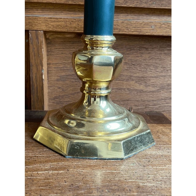 Late 20th Century Vintage Pair Federal Style Plug in Table Lamp With Cutglass Shade For Sale - Image 5 of 6