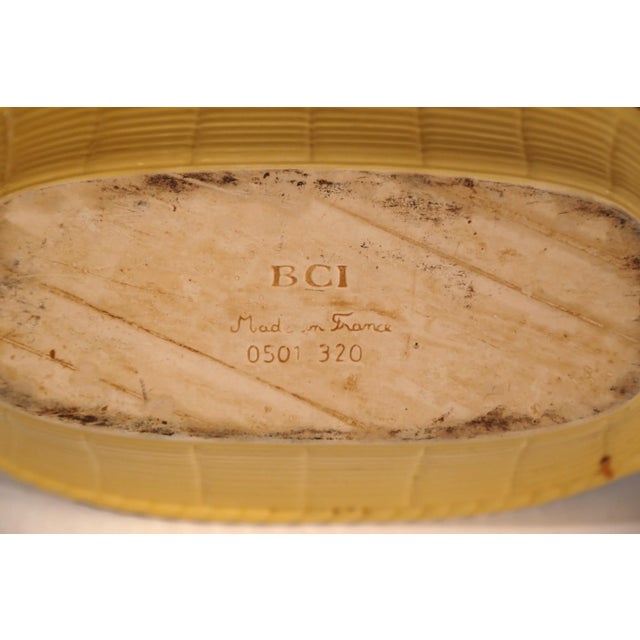 Pink Early 20th Century French Majolica Barbotine Yellow and Green Serving Dish For Sale - Image 8 of 9