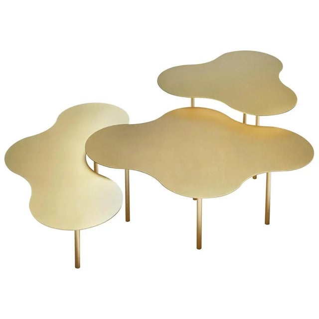 Gold Brass Coffee Table by Sebastian Scherer, Set of 3 For Sale - Image 8 of 8
